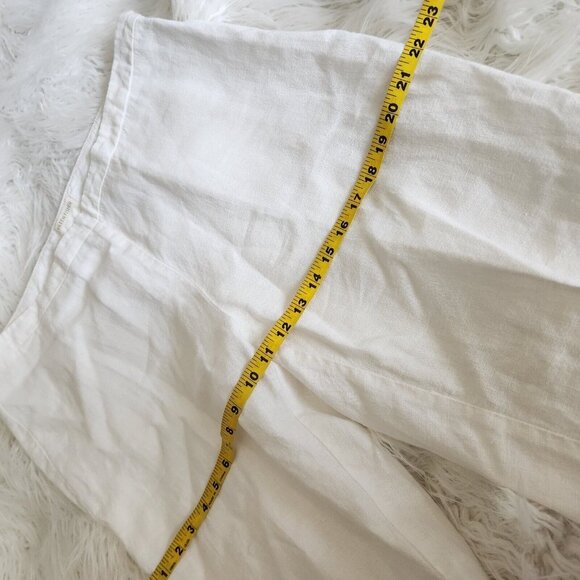 Eileen Fisher 100% Linen White Wide Leg Pants Women Medium Side Zip 34x27" - Picture 10 of 16